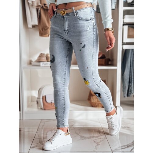 DStreet Spodnie damskie jeasnowe skinny z haftem MOONAIR niebieskie Cene