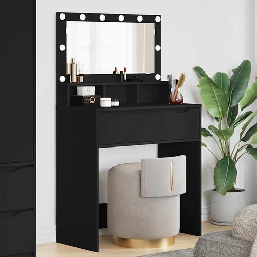 vidaXL Toaletne mize za spalnice s predalom Črna 80 x 39,6 x 135 cm Cene