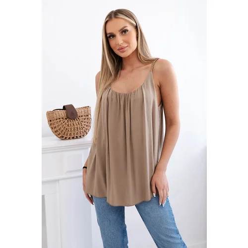 Kesi Viscose blouse with camel straps