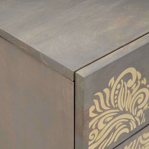 VidaXL Noćni ormar s ladicama Siva 50 x 33 x 60 cm masivno drvo manga Slike