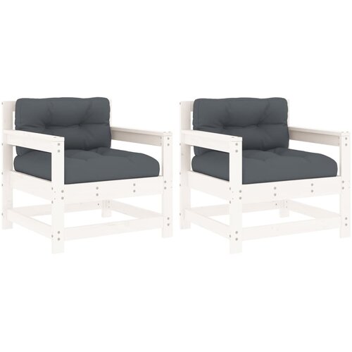 Maison Chic Vrtni stoli - Stol za vrt z blazino 2 kosa bela trdna borovina JS2540, (21876291) Slike