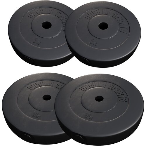 Gorilla Sports set od 4 tega obložena plastikom 2x5 kg + 2x10 kg crni Cene