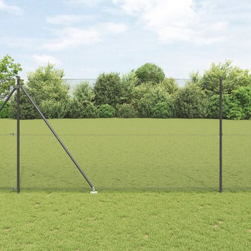 VidaXL Zvarjena Ograja z 13 Bodicami Siva 1,6x25 m Jeklo Slike