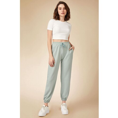  Women&amp;#039;s Chalk Green Pocketed Sweatpants Slike