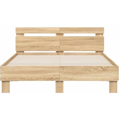  Okvir za krevet s uzglavljem boja hrasta 120x200 cm drveni Smeđa 120 x 200 cm Slike