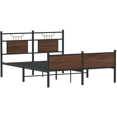 VidaXL okvir kreveta bez madraca smeđi hrast 150x200 cm izrađeno drvo Slike