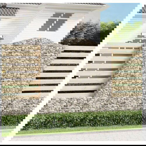 vidaXL Obokane gabion kosare 4 kosi 200x30x220/240 cm pocink Cene