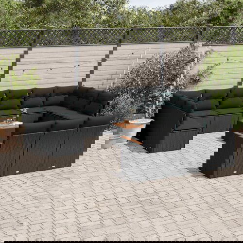 vidaXL 14-dijelni set vrtnih sofa s jastucima poliratan crni Cijene