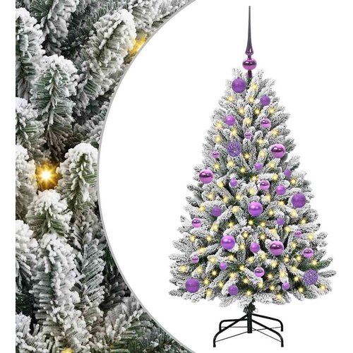 VidaXL Umjetno božićno drvce Zelena i bijela 120 cm PVC i metal Slike