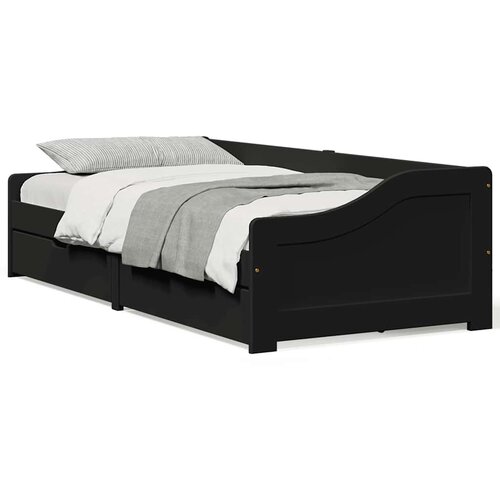 vidaXL Dnevna postelja z 2 predaloma brez vzmetnice IRUN črne 90x200cm Cene