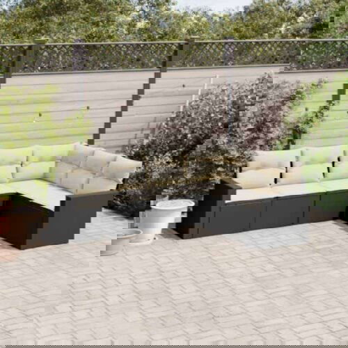  6-dijelni set vrtnih sofa s jastucima crni od poliratana Cijene