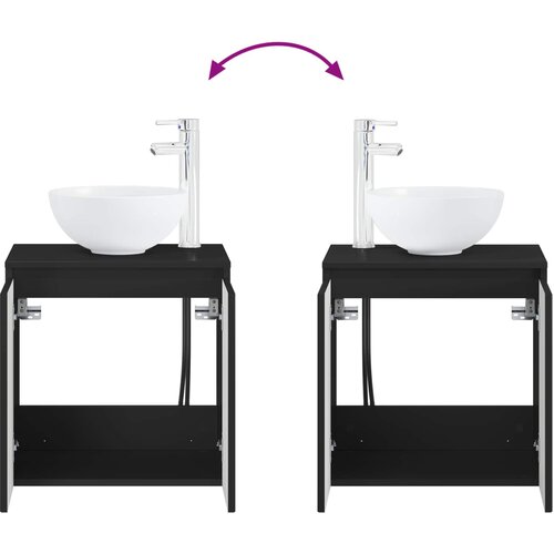  Umivaonik s policom Crna 49,5 x 35 x 63 cm Konstruirano drvo Slike