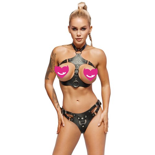Zado Leather Harness Set 2001055 Black L/XL Slike