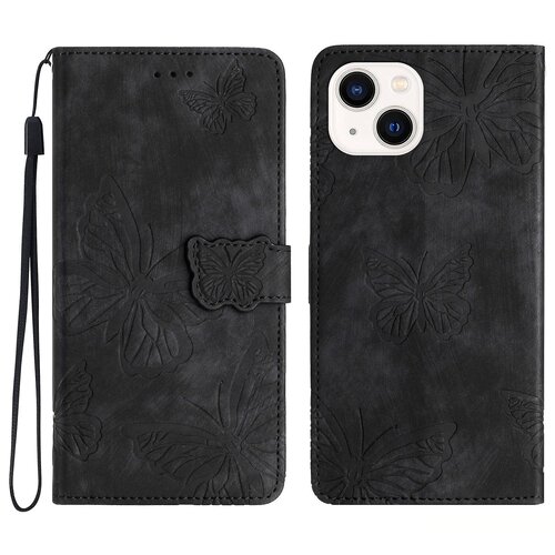 INORCO Za iPhone 14 PU usnjena preklopna torbica s stojalom proti padcem, denarnica z vtisnjenim metuljem, ovitek za telefon na dotik kože, (22035695) Slike