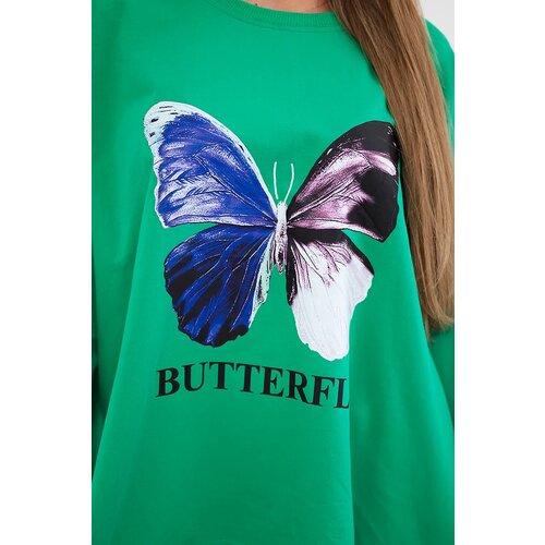 Kesi Oversize print blouse light green Cene