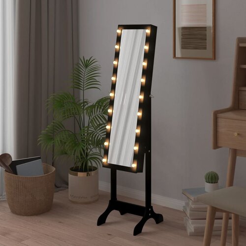  Samostojeće ogledalo s LED svjetlima crno 34 x 37 x 146 cm Slike