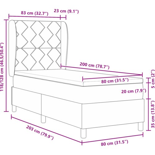 Box Spring Krevet s Madracem Crni 80x200 cm Bar&amp;scaron;un Slike