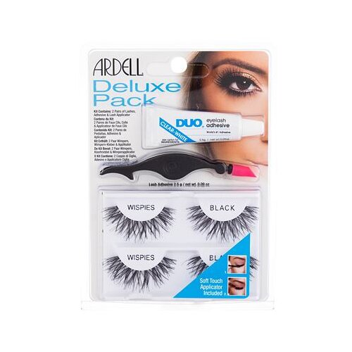 Ardell wispies deluxe pack odtenek black darilni set umetne trepalnice wispies 2 para + lepilo za trepalnice duo 2,5 g + aplikator 1 kos Cene