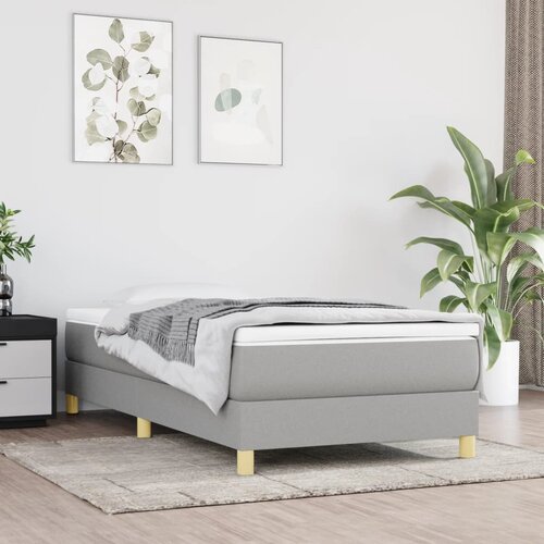 The Living Store Posteljni okvir svetlo siv 100x200 cm blago - Box Spring Posteljni Okvir, (21515678) Slike