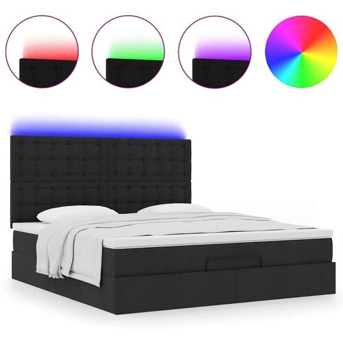 VidaXL Otomanski krevet s madracem i LED crni 160x200cm tkanine Slike