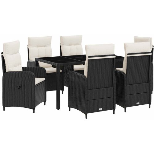 Vanjski set za objedovanje 7 pcs Crna i krem-bijela Slike
