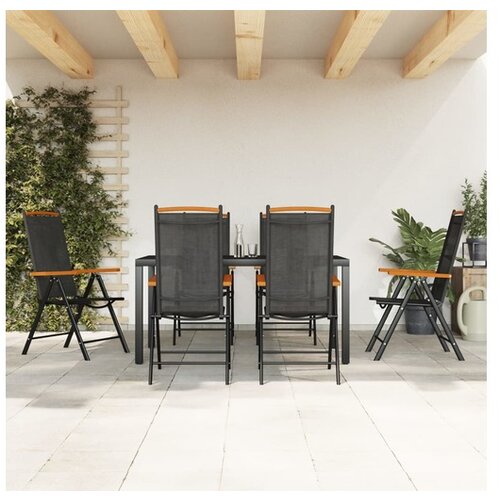 vidaXL 7-dijelni vrtni blagovaonski set crni aluminijski Cijene