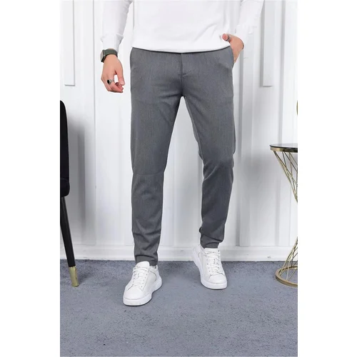 Dewberry 36197 Ids Slim Fit Lycra Fabric Mens Trousers-GREY