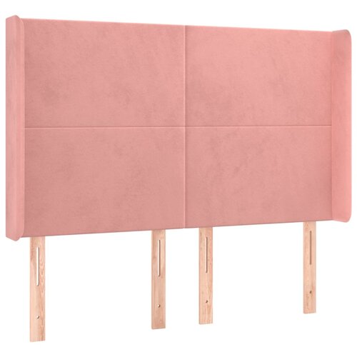 Maison Chic posteljno vzglavje - vzglavna omarica - nočna omarica z u&amp;scaron;esi roza 147x16x118/128 cm žamet, (21712287) Slike
