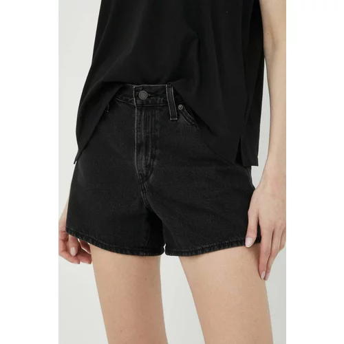 Levi's Traper kratke hlače za žene, boja: crna, glatki materijal, visoki struk