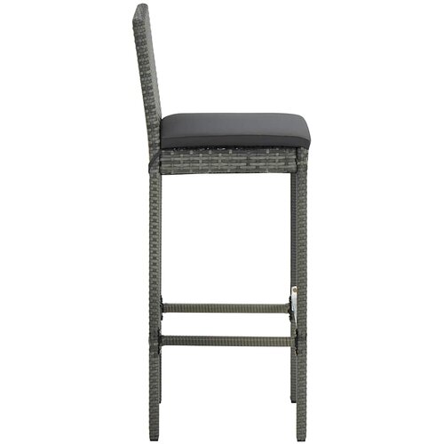  3-dijelni vrtni barski set od poliratana s jastucima sivi Siva 70 cm table length Slike