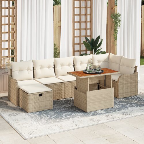 VidaXL Vrtna sedežna garnitura 8 pcs Bež 287.5 x 122.5 x 85 cm Slike