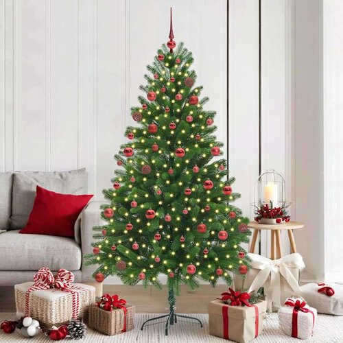 vidaXL Božično drevo med 300 LED z stojalom Zelena 180 cm PE Cene