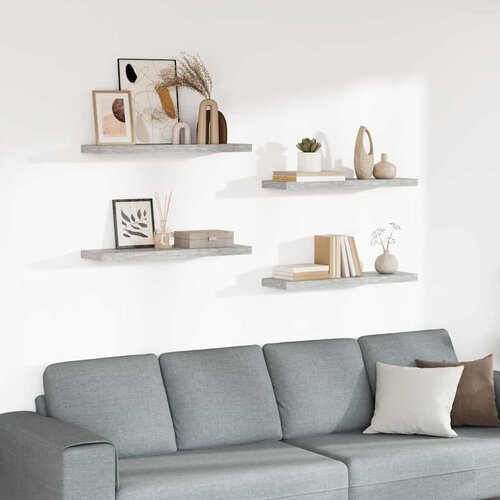  Plutajuće zidne police 4 kom boja betona 80 x 23,5 x 3,8 cm MDF Cijene