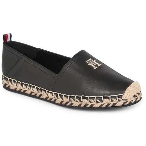 Tommy Hilfiger Espadrile Th Leather Flat Espadrille FW0FW07720 Črna