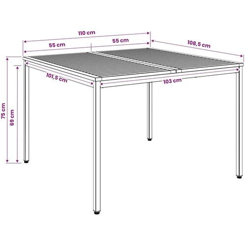  Stol za večeru u vrtu Prirodna i crna 110 x 108 5 x 75 cm - Prirodna i crna 110 x 108 5 x 75 cm Cijene