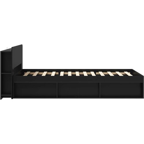  Okvir kreveta s pohranom Crna 90 x 200 cm Konstruirano drvo Slike