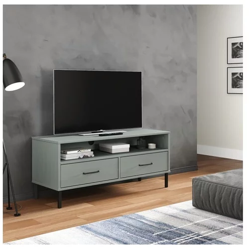  TV omarica s kovinskimi nogami siva trdna borovina OSLO
