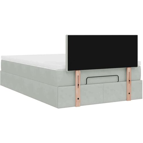 VidaXL Okvir kreveta s madraca svijetlosivi 120x200cm bar&amp;scaron;unasti Slike