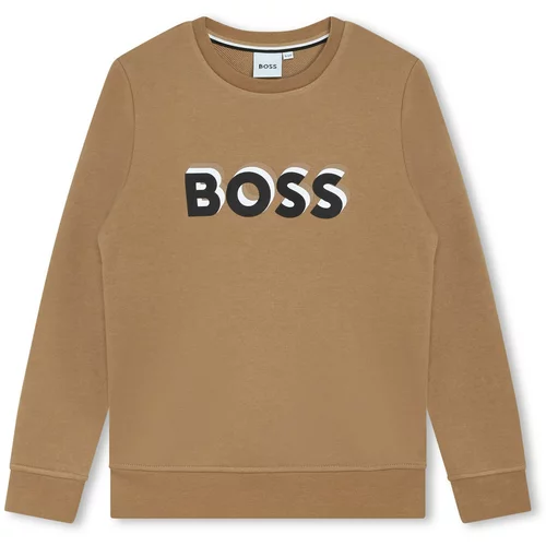 BOSS Kidswear Sweater majica tamno bež / crna / bijela
