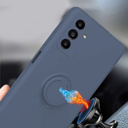 Onasi silikonski ovitek liquid ring za samsung galaxy A32 A326 5G - sivo moder Slike