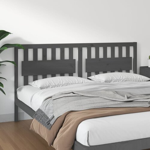  Uzglavlje za krevet sivo 185,5 x 4 x 100 cm od masivne borovine Slike