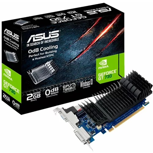 Asus GeForce GT 730 2GB GDDR5 BRK VGA low-profile graphics card for silent HTPC build (with I/O port brackets), PCIe 2.0, 1xD-SUB, 1xDVI-D, 1xHDMI 1.4a - 90YV06N2-M0NA00
