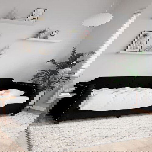 The Living Store Raztegljiva postelja črna 80x200 cm blago - Raztegljiv Kavč, (21610539) Cene