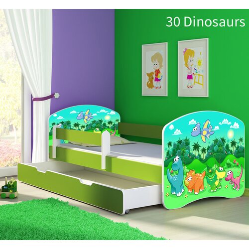  Dječji krevet ACMA s motivom, bočna zelena + ladica 160x80 cm 30 Dinosaurs Cene