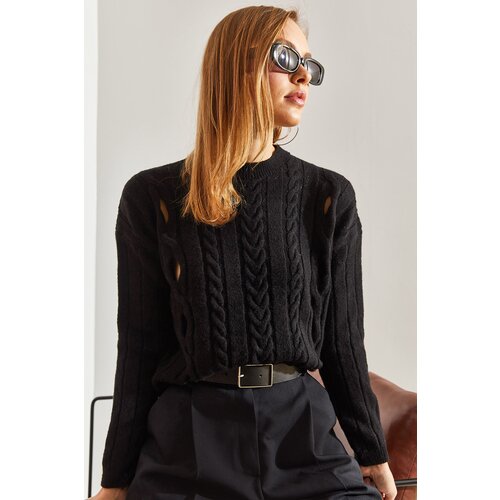 Bianco Lucci women's braided patterned knitwear sweater Slike