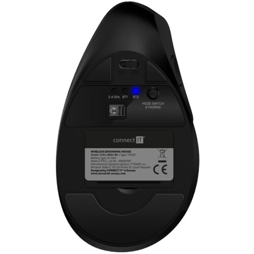 Connect IT CMO-2880-BK - Ergonomski bežični mi&amp;scaron; Verti TriMode 1000/1600/2400 DPI 2xAAA Slike