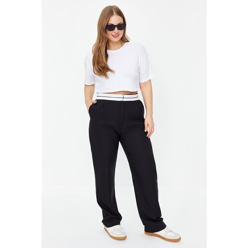Trendyol Curve Black Normal Waist Woven Trousers Cene