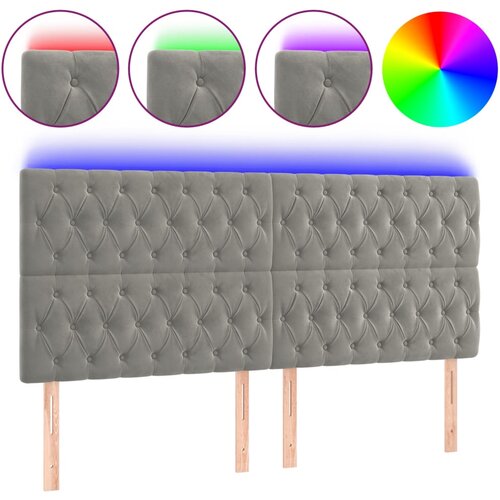 Maison Chic led posteljno vzglavje - vzglavna omarica - nočna omarica svetlo sivo 180x7x118/128 cm žamet, (21712825) Slike