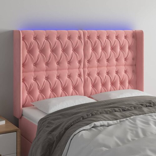 The Living Store led posteljno vzglavje roza 163x16x118/128 cm žamet - led vzglavje, (21438216) Slike