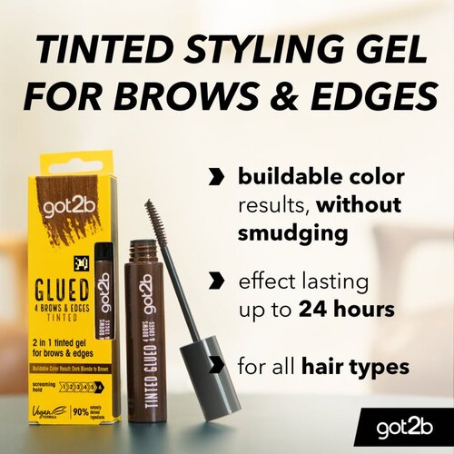 Got2b Glued fiksacijski gel za obrvi 2v1 Tinted Brown 16 ml Slike